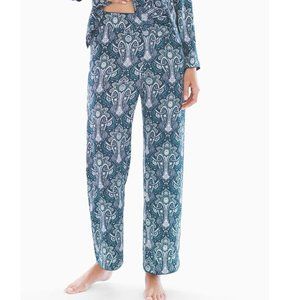 Soma Satin Angelic Paisley Baroque Loungewear Sleep Pajama Pants Deep Teal-L